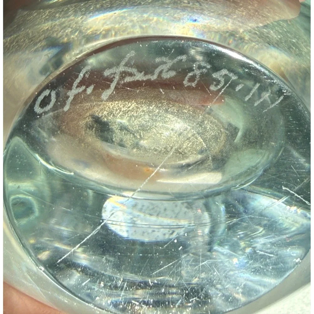 Vintage Orrefors Crystal Bud Vase Signed Scandinavian Art Glass Etched Bird